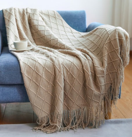 MOLLY- Tunn filt med fransar och mönster