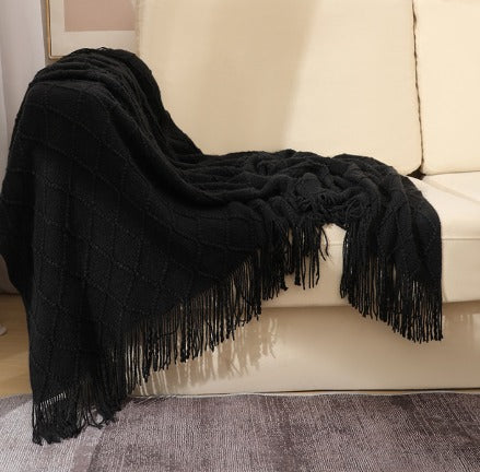 MOLLY- Tunn filt med fransar och mönster